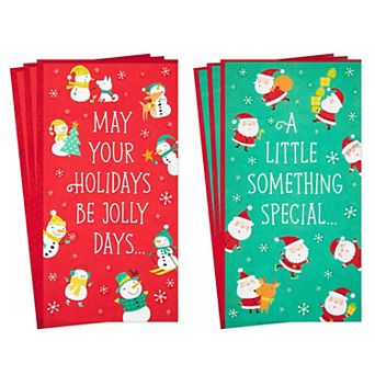 Hallmark Christmas 6 pk Snowmen & Santa Assortment Money & Gift Card Holders
