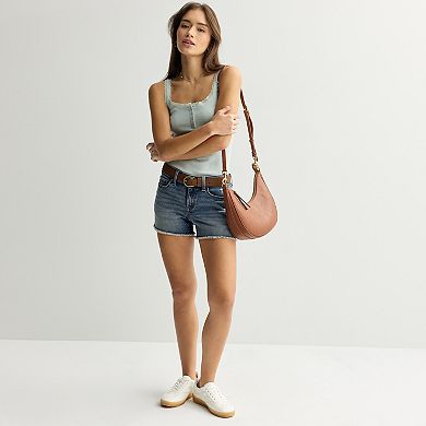 Juniors' SO® Lace Trim Henley Cami