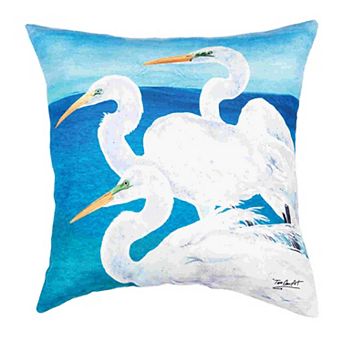 C&F Home Indoor / Outdoor Egret Trio Coastal Throw Pillow