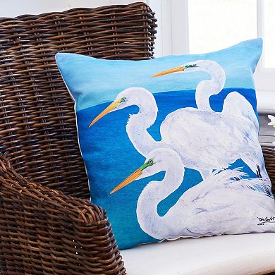 C&F Home Indoor / Outdoor Egret Trio Coastal Throw Pillow
