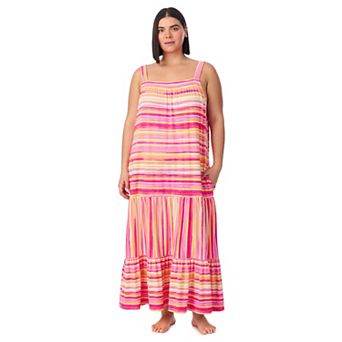 Plus Size Cuddl Duds® Tiered Maxi Nightgown