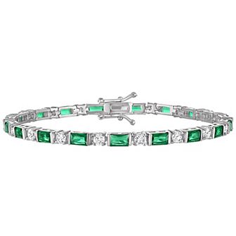 Ivy Sharpe Silver Tone Simulated Emerald Bracelet