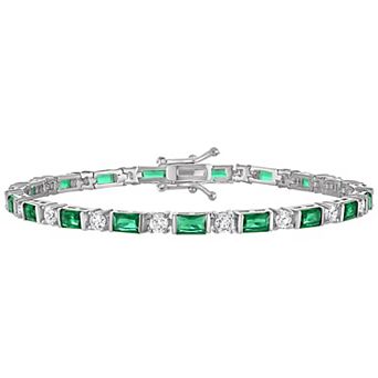 Ivy Sharpe Silver Tone Simulated Emerald Bracelet