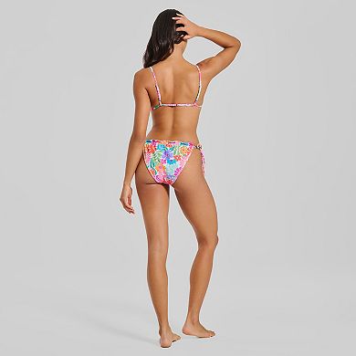 Juniors' Ninety-Nine° Ruched Front Tie Triangle Swim Top