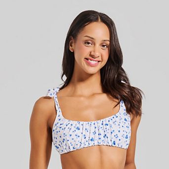 Juniors' Ninety-Nine° Scrunched Elastic Bikini Swim Top