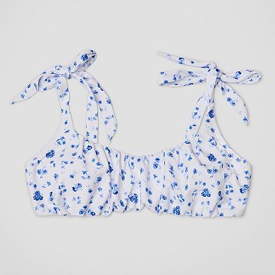 Juniors' Ninety-Nine° Scrunched Elastic Bikini Swim Top