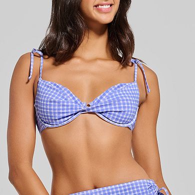 Juniors' Ninety-Nine° Twist Front Soft Cup Underwire Bikini Swim Top