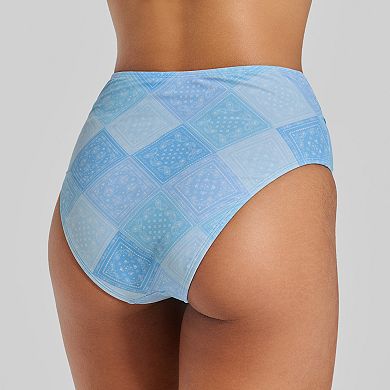 Juniors' Ninety-Nine° Twist Front High Waist Swim Bottoms