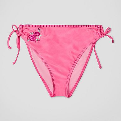 Juniors' Ninety-Nine° Side Tie Adjustable High Waist High Leg Swim Bottoms