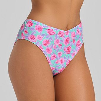 Juniors' Ninety-Nine° High Leg High Waist Swim Bottoms