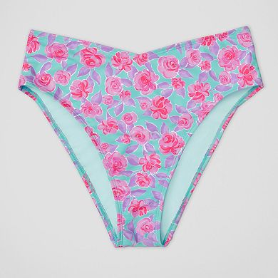 Juniors' Ninety-Nine High Leg High Waist Swim Bottoms
