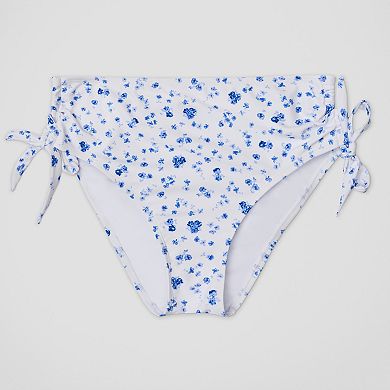 Juniors' Ninety-Nine° Soft Lace Up High Waist Bikini Swim Bottoms