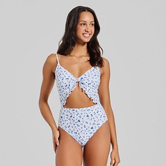 Juniors' Ninety-Nine° Front Tie Cut Out One-Piece Swimsuit