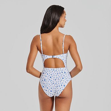 Juniors' Ninety-Nine° Front Tie Cut Out One-Piece Swimsuit