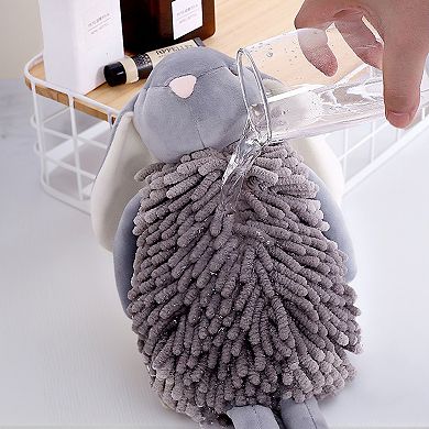 Chenille Hand Towels 1 Pc, Cute Cartoon Rabbit Shape Fuzzy Soft Absorbent Ball Hand Towel 6"x14"