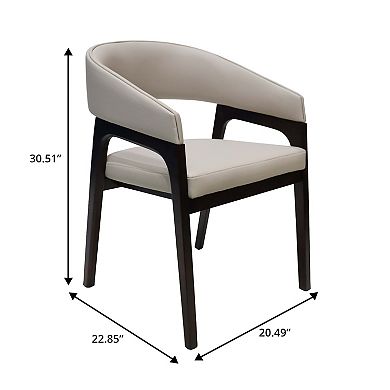 Leisuremod Cali U-Shaped Dining Arm Chair with Leather Upholstery, Open Back Design , Set of 2