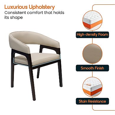 Leisuremod Cali U-Shaped Dining Arm Chair with Leather Upholstery, Open Back Design , Set of 4