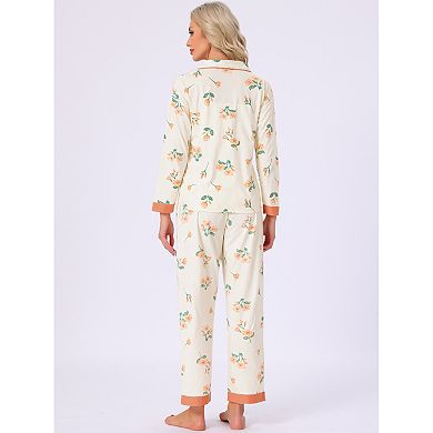 Women's Maternity Pajama Set Cotton Long Sleeve Elastic Waist Adjustable Pants Nursing Breastfeeding