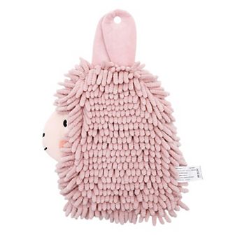 Cute Cartoon Alpaca Fuzzy Ball Hand Towel, 1 pc Soft Absorbent Chenille Bathroom Hanging Towel 7"x11"