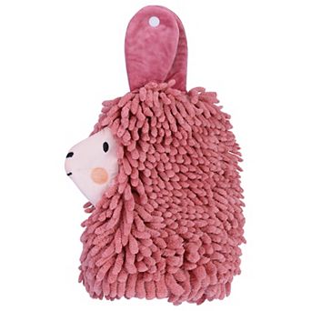 Cute Cartoon Alpaca Fuzzy Ball Hand Towel, 1 pc Soft Absorbent Chenille Bathroom Hanging Towel 7"x11"