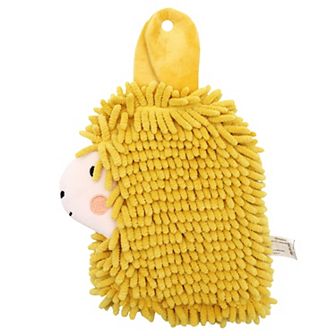 Cute Cartoon Alpaca Fuzzy Ball Hand Towel, 1 pc Soft Absorbent Chenille Bathroom Hanging Towel 7"x11"