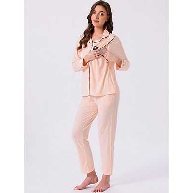 Women's Nursing Postpartum Sleepwear Breastfeeding Button Down Loungewear Maternity Pajama Sets