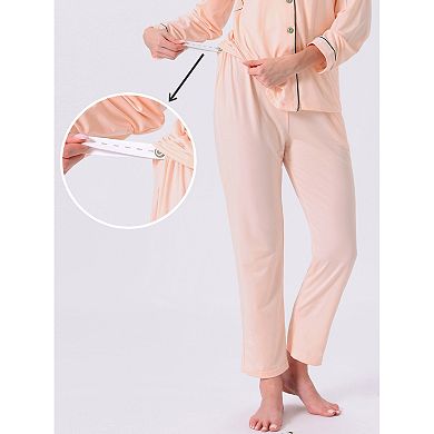 Women's Nursing Postpartum Sleepwear Breastfeeding Button Down Loungewear Maternity Pajama Sets