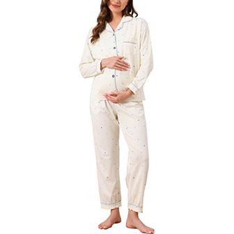 Women's Nursing Postpartum Sleepwear Breastfeeding Button Down Loungewear Maternity Pajama Sets