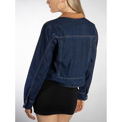 Jess by Meiko Contrast Color Triple Tie Denim Jacket