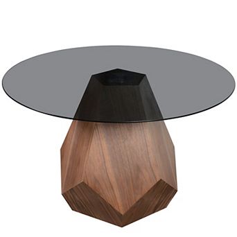 LeisureMod Nebo 47-Inch Modern Round Dining Table with Walnut Base and Sintered Stone Top