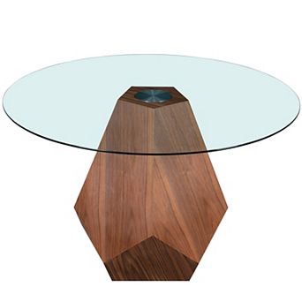 LeisureMod Nebo 47-Inch Modern Round Dining Table with Walnut Base and Sintered Stone Top