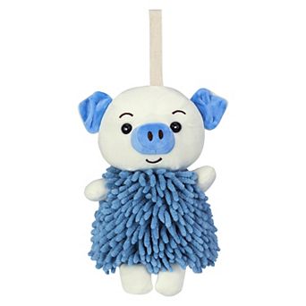Cute Cartoon Piggy Chenille Plush Ball Hand Towels, 1 pc Soft Absorbent Hanging Hand Towel 7"x11"