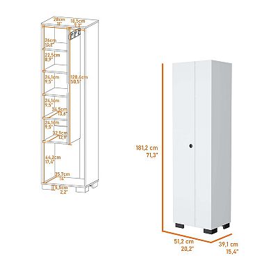 Aiken Broom Cabinet With Storage Shelves And Broom Hangers