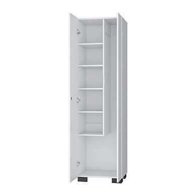 Aiken Broom Cabinet With Storage Shelves And Broom Hangers