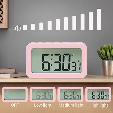 2Pcs Small Loud Alarm Clock, Battery Operated for Bedroom, Snooze, 12/24H Desk Clock, 3.3x2x0.8 inch