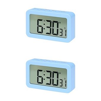2 pc Small Loud Alarm Clock, Battery Operated for Bedroom, Snooze, 12/24H Desk Clock, 3.3x2x0.8 inch