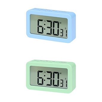 2 pc Small Loud Alarm Clock, Battery Operated for Bedroom, Snooze, 12/24H Desk Clock, 3.3x2x0.8 inch
