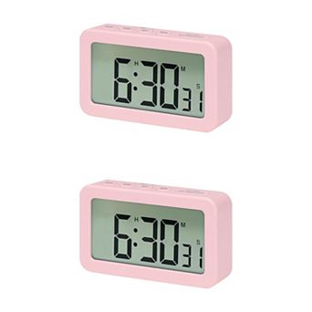 2 pc Small Loud Alarm Clock, Battery Operated for Bedroom, Snooze, 12/24H Desk Clock, 3.3x2x0.8 inch