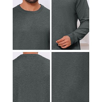Men's Classic Solid Color Crew Neck Long Sleeve Soft Knit Pullover Sweater