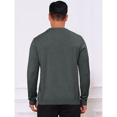 Men's Classic Solid Color Crew Neck Long Sleeve Soft Knit Pullover Sweater