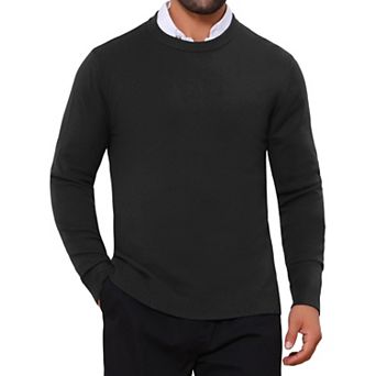 Men's Classic Solid Color Crew Neck Long Sleeve Soft Knit Pullover Sweater