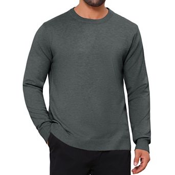Men's Classic Solid Color Crew Neck Long Sleeve Soft Knit Pullover Sweater