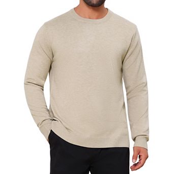 Men's Classic Solid Color Crew Neck Long Sleeve Soft Knit Pullover Sweater