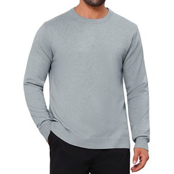 Men's Classic Solid Color Crew Neck Long Sleeve Soft Knit Pullover Sweater