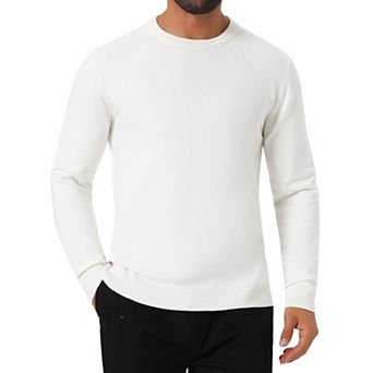 Men's Classic Solid Color Crew Neck Long Sleeve Soft Knit Pullover Sweater