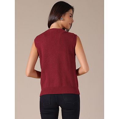Women Knit Sweater Vest Button Down Sleeveless Tank Tops Casual Sweaters Cardigans with Pockets