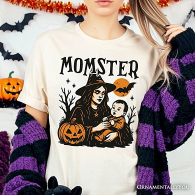 Momster T-Shirt for Spooky Season, Witchy Halloween Tee for Moms