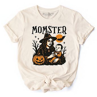 Momster T-Shirt for Spooky Season, Witchy Halloween Tee for Moms