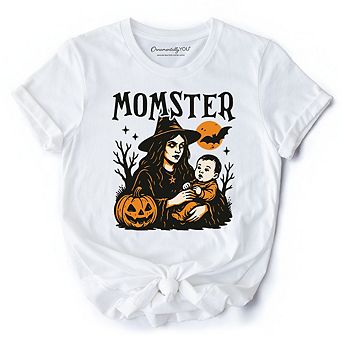 Momster T-Shirt for Spooky Season, Witchy Halloween Tee for Moms