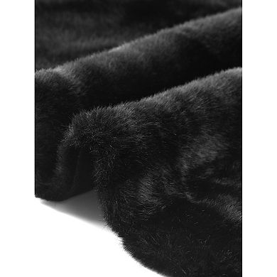 Women's Faux Fur Coat Winter Lapel Shaggy Warm Fluffy Jacket with Pockets